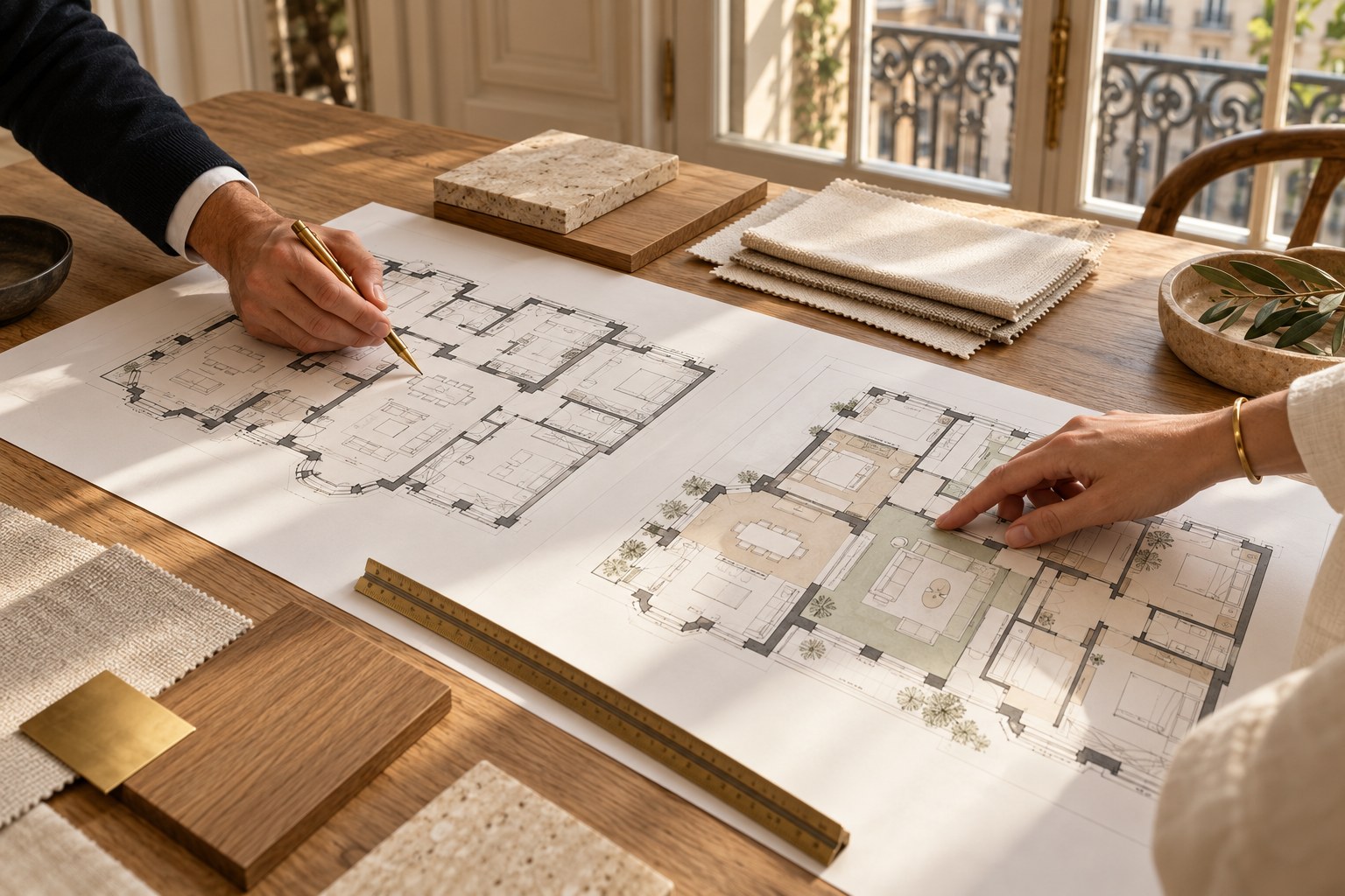 Análisis conjunto de planos de un inmueble y selección de materiales para su transformación